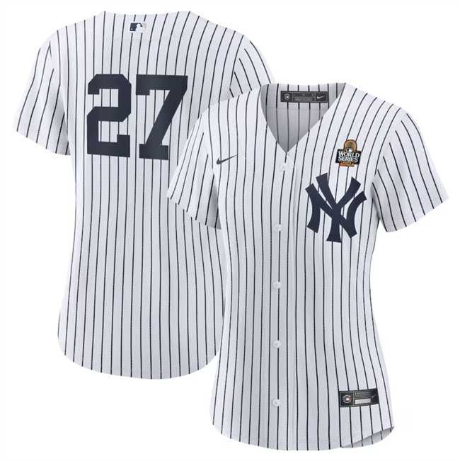 Women%27s New York Yankees #27 Giancarlo Stanton White 2024 World Series Cool Base Stitched Jersey Dzhi